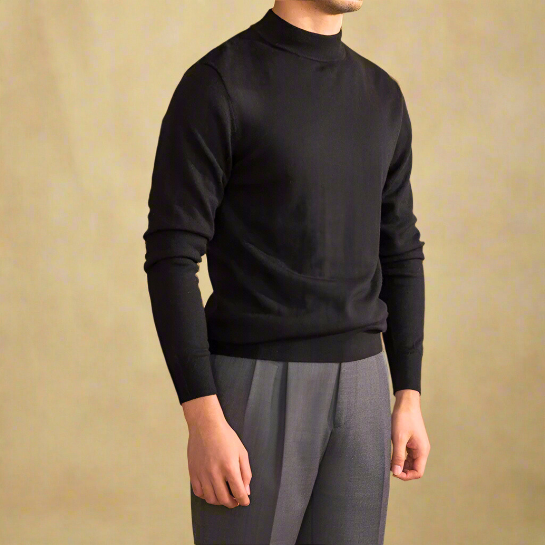 Herren-Strickpullover im Slim Fit mit Stehkragen