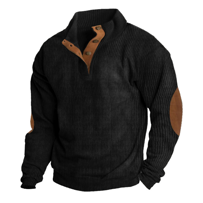 Herren-Strickpullover mit halber Knopfleiste