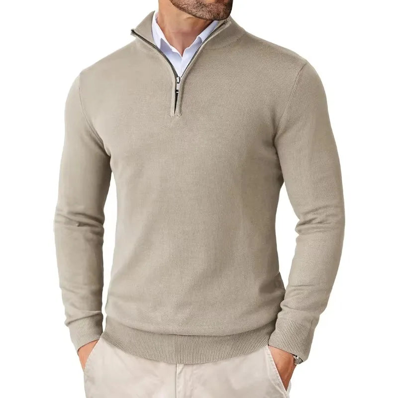Herren-Strickpullover mit Quarter-Zip