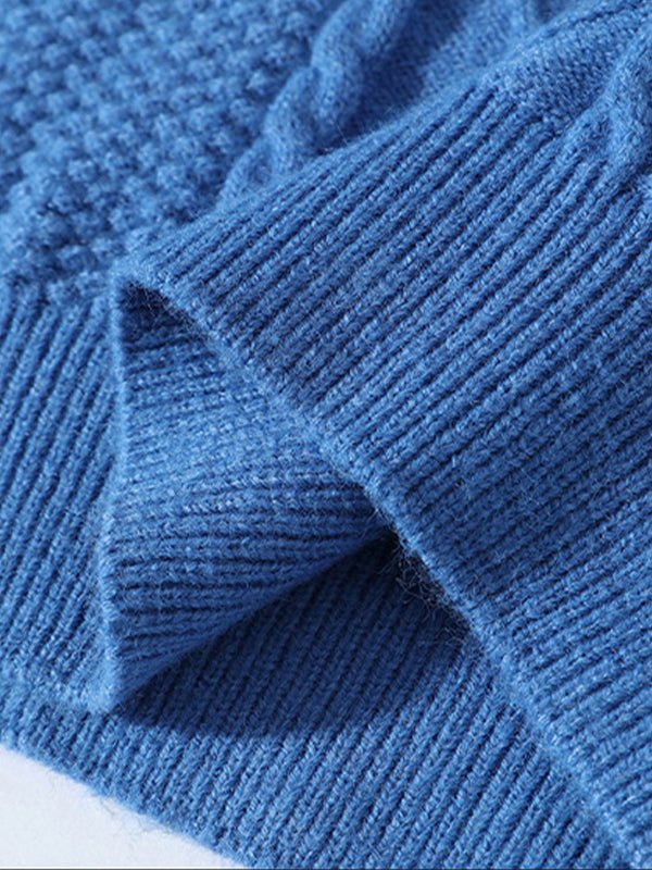Herren-Strickpullover mit Zopfmuster und Rundhalsausschnitt