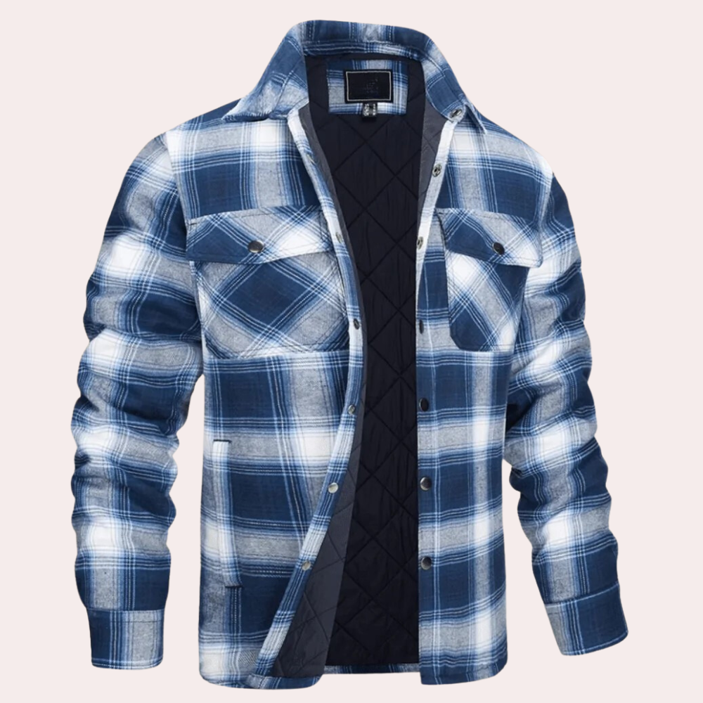 Karierte Herren-Hemdjacke mit Knöpfen
