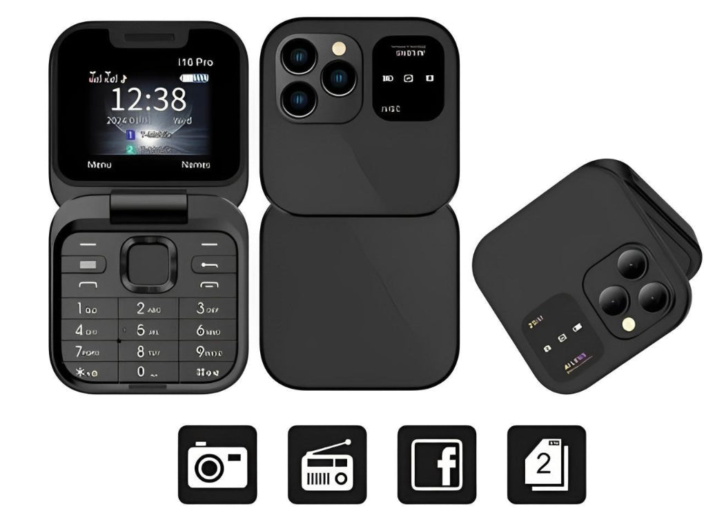 Klappbares Dual-SIM-Handy mit HD-Kamera und UKW-Radio
