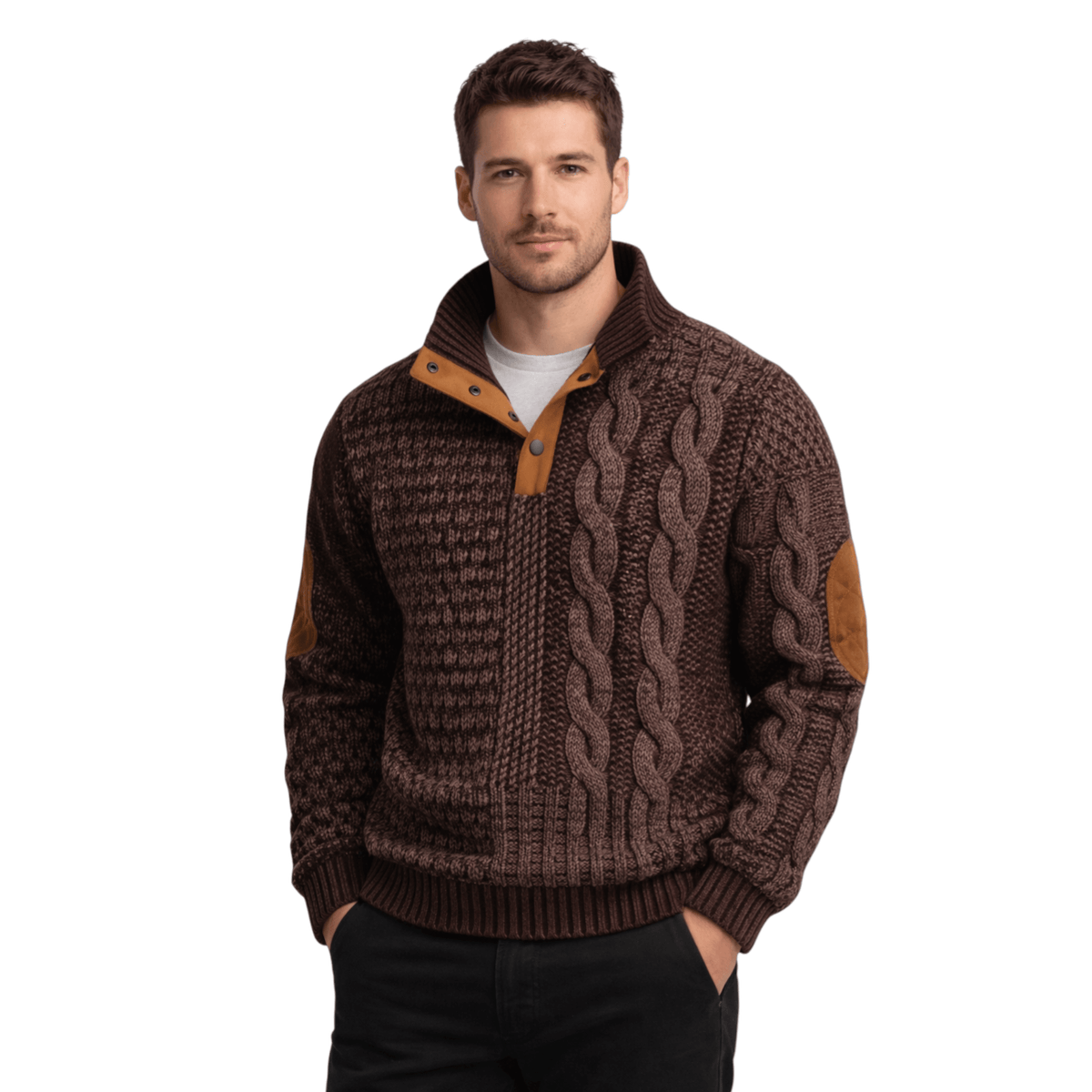 Klassischer Herrenpullover mit hohem Kragen