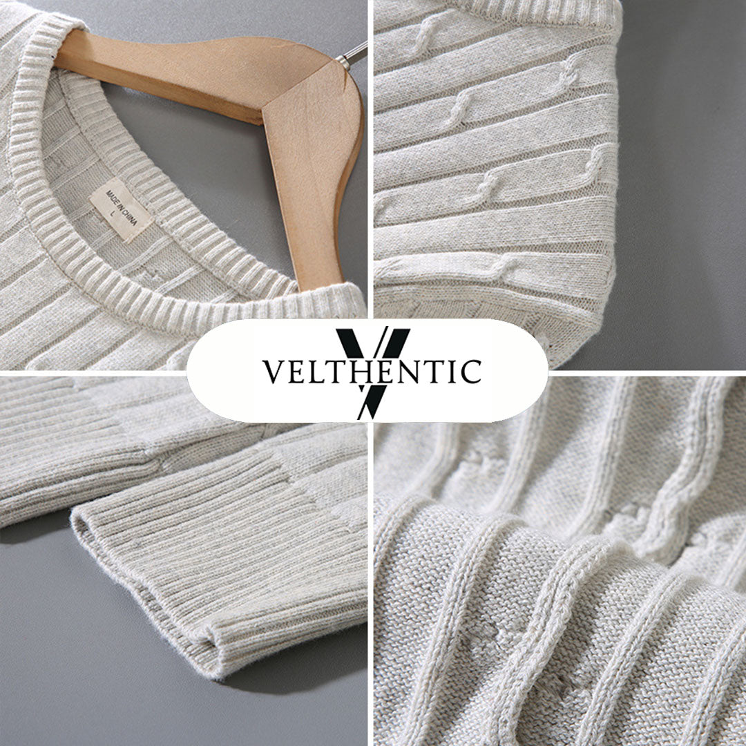Langarm-Strickpullover aus Baumwolle