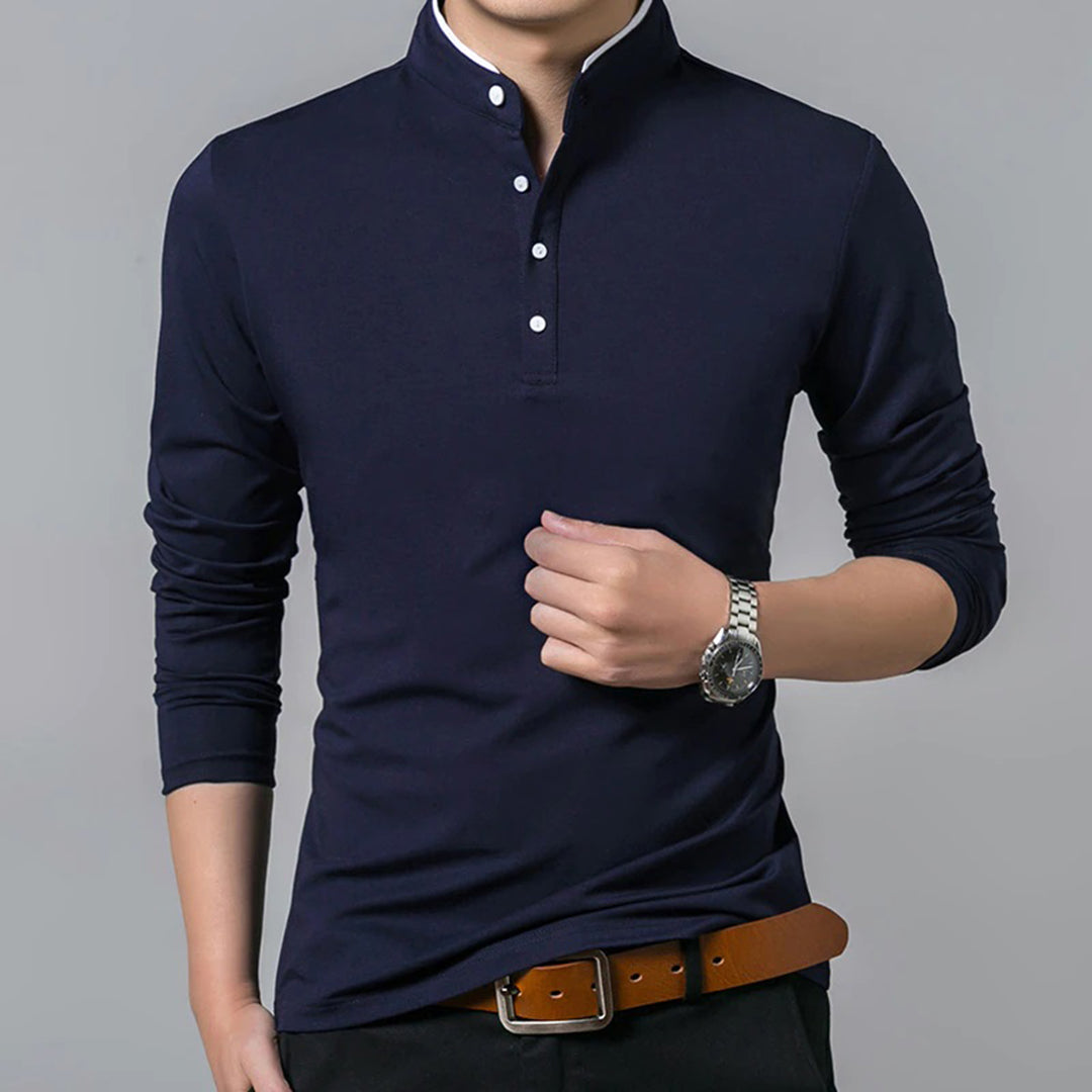Langärmliges Slim-Fit-Poloshirt für Herren
