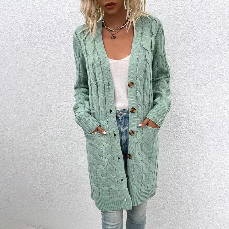 Lange Strickjacke mit Kapuze für Damen