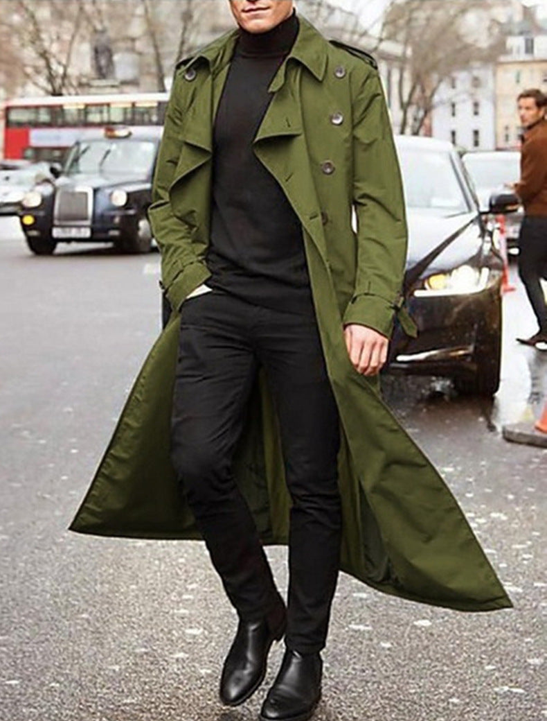 Langer Herren-Trenchcoat – klassisches & elegantes Design