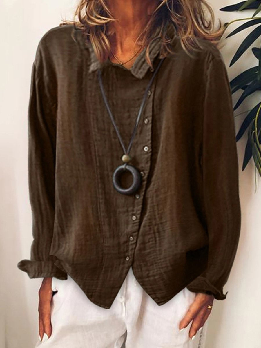 Lässiges Damen-Longshirt aus Baumwolle und Leinen