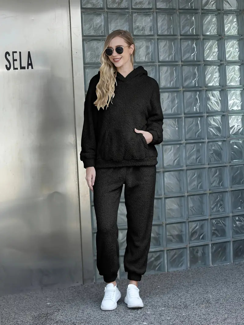 Lässiges langärmliges Hoodie-Set für Damen