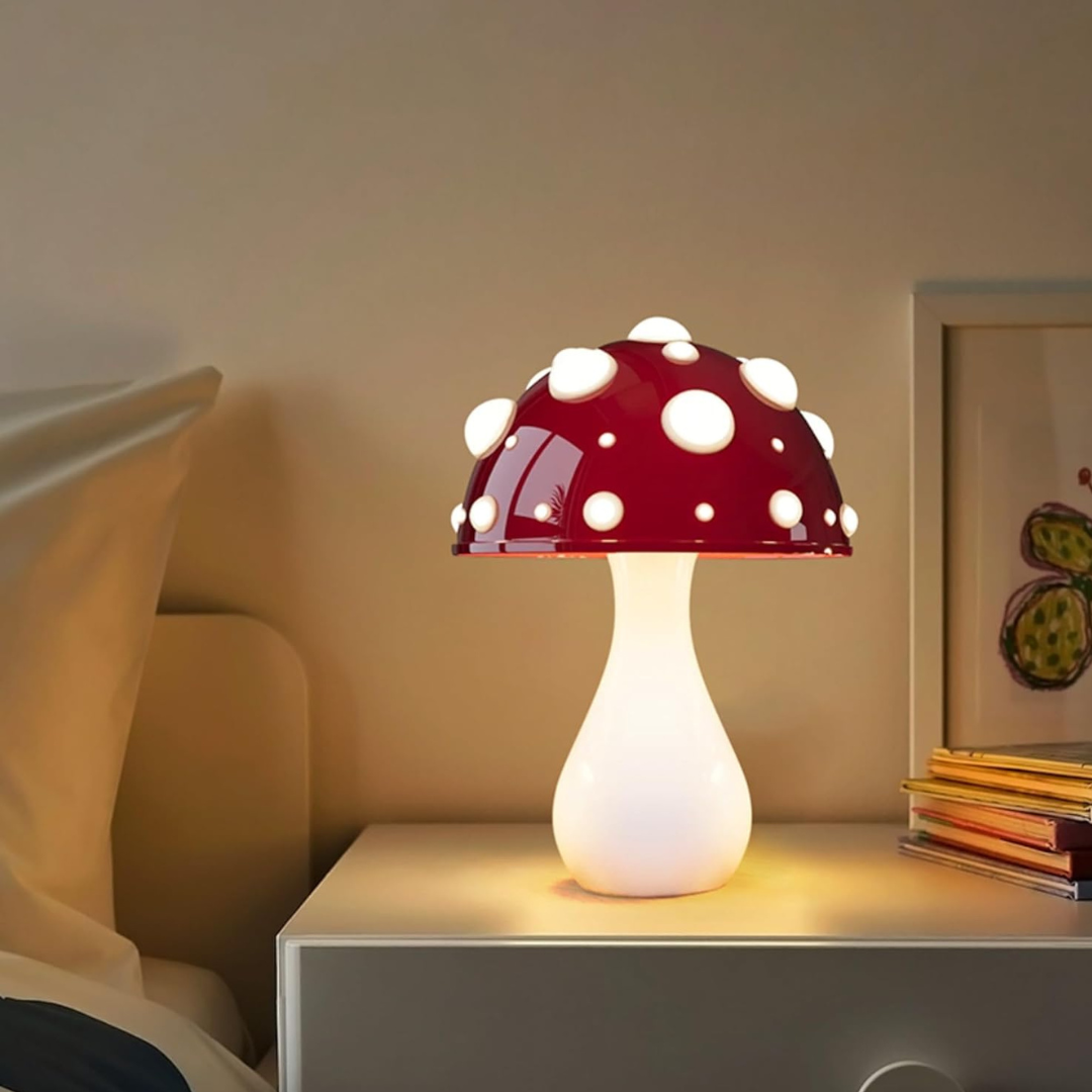 LED-Tischlampe im Pilzdesign mit warmweißem Licht