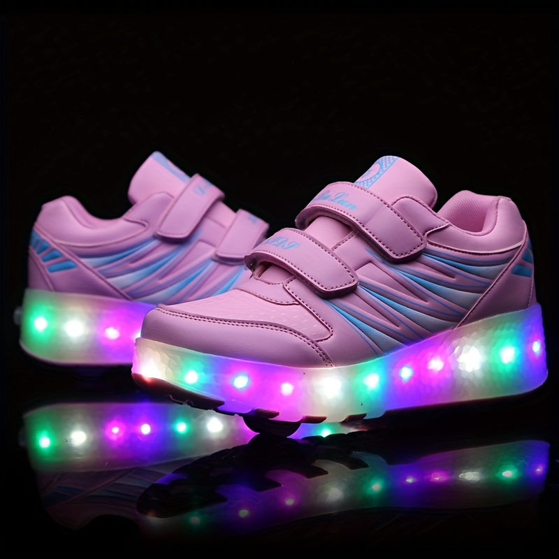 Leuchtende Rollen-Sneaker für Kinder, die Bewegung lieben