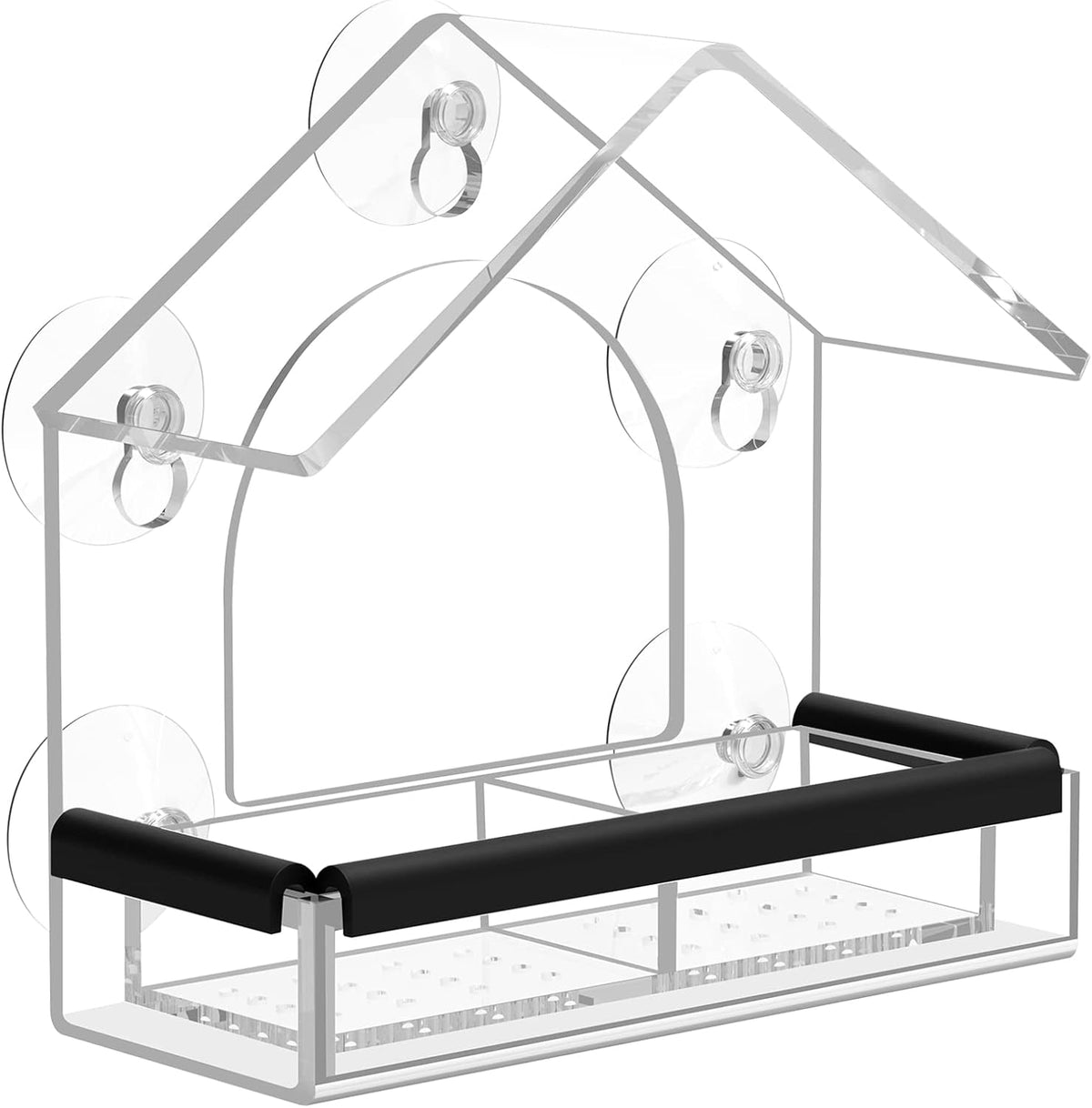 Modernes Acryl-Vogelhaus für das Fenster mit Saugnäpfen – ideal zur Tierbeobachtung, leicht zu reinigen, 18 x 12,5 cm
