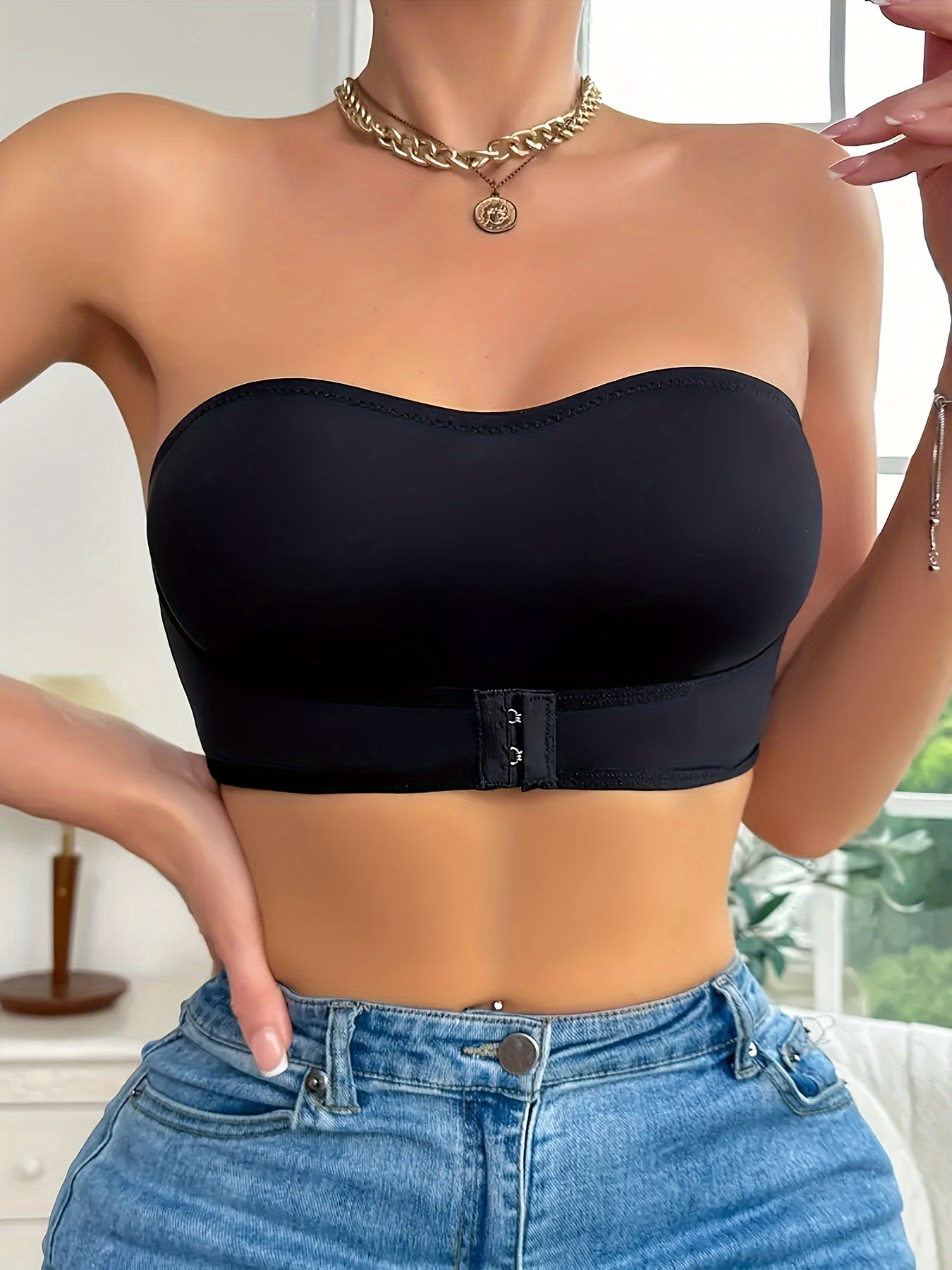 Nahtloser rutschfester Bandeau-Sport-BH - Komfort und Stil