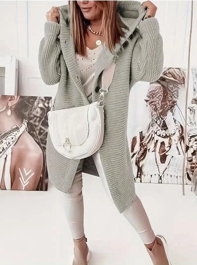 Oversized-Strickjacke für Damen mit Kapuze