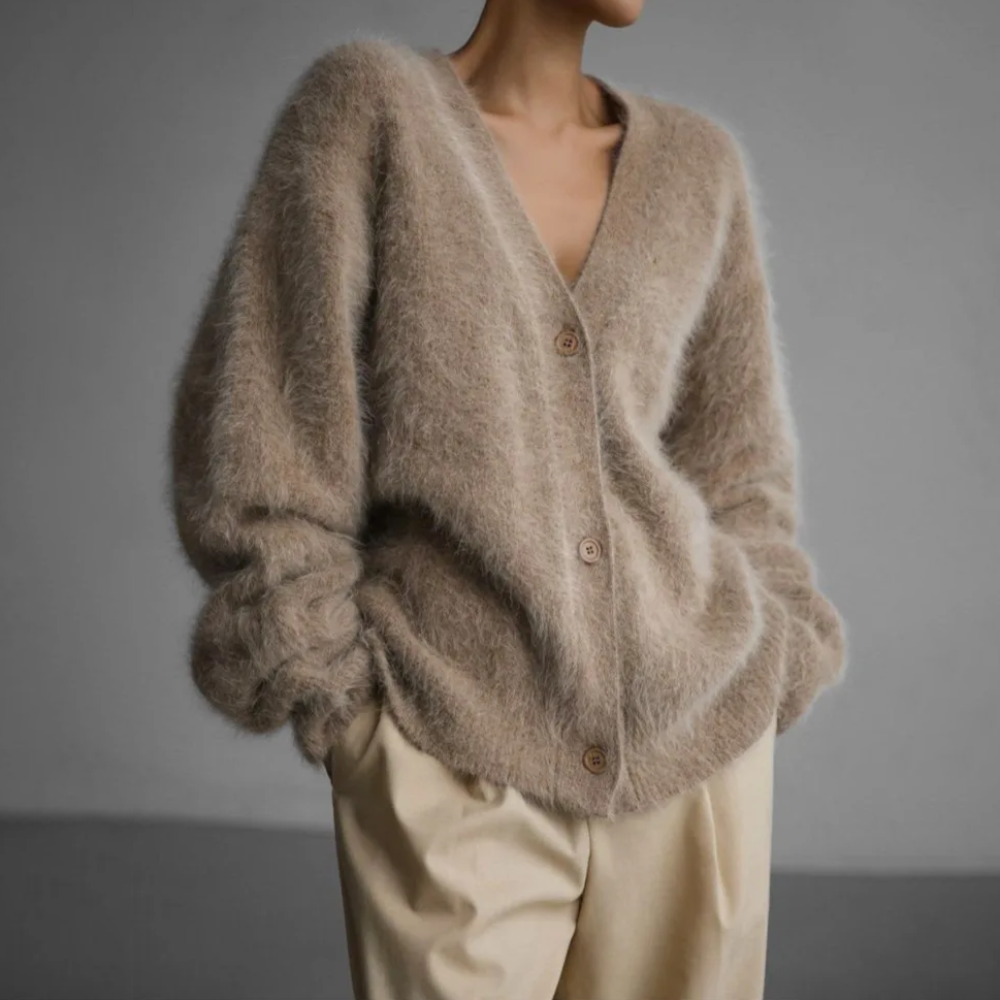 Oversized-Strickjacke für Damen mit Knöpfen