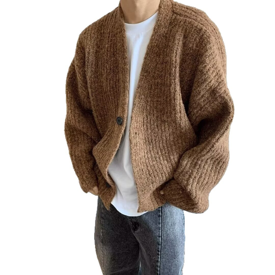 Oversized-Strickjacke für Herren mit Knopfleiste