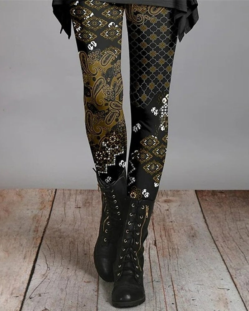 Retro-Leggings im Boho-Stil mit Ethno-Print – Ziva