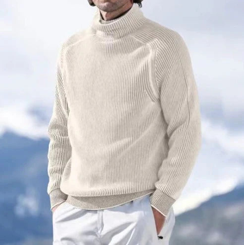 Rippgestrickter Herren-Rollkragenpullover