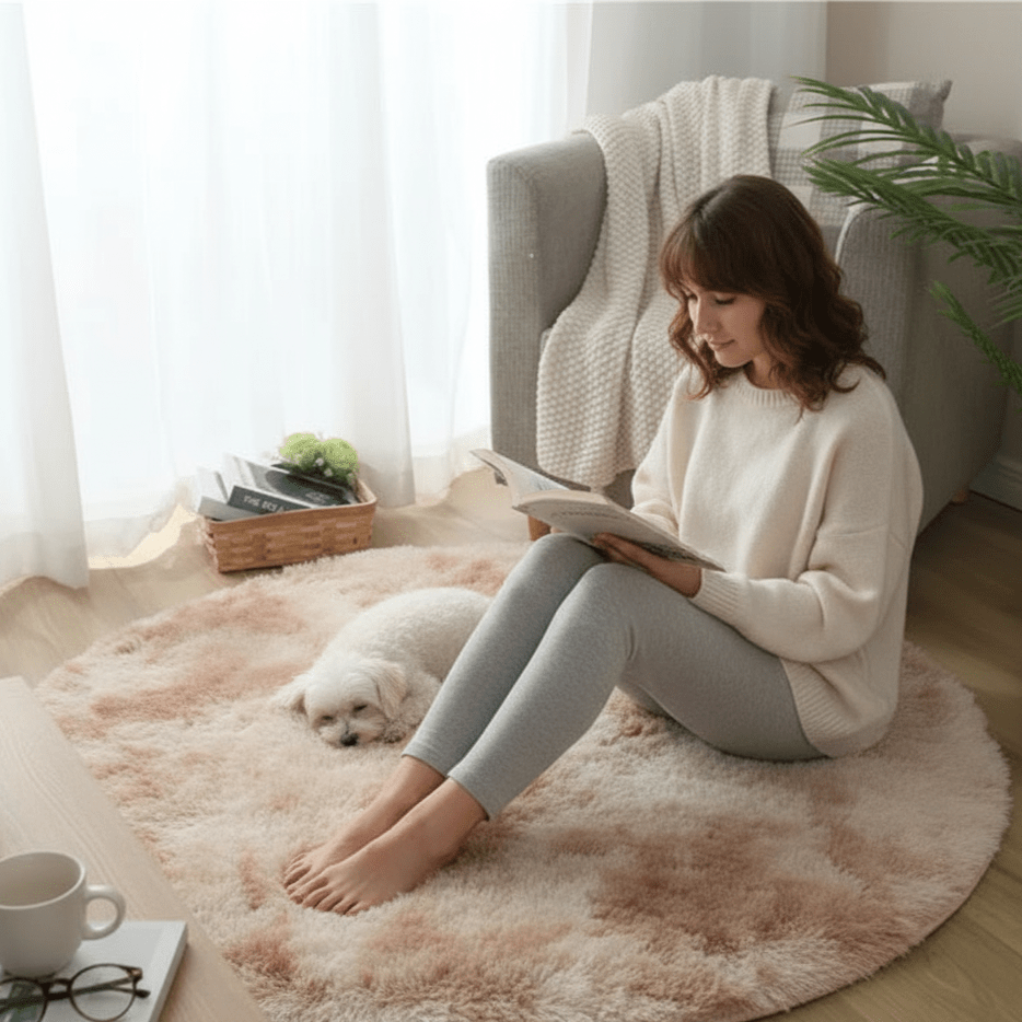 Runder Teppich für Wohnzimmer und Schlafzimmer – weiches Design mit rutschfester Unterseite