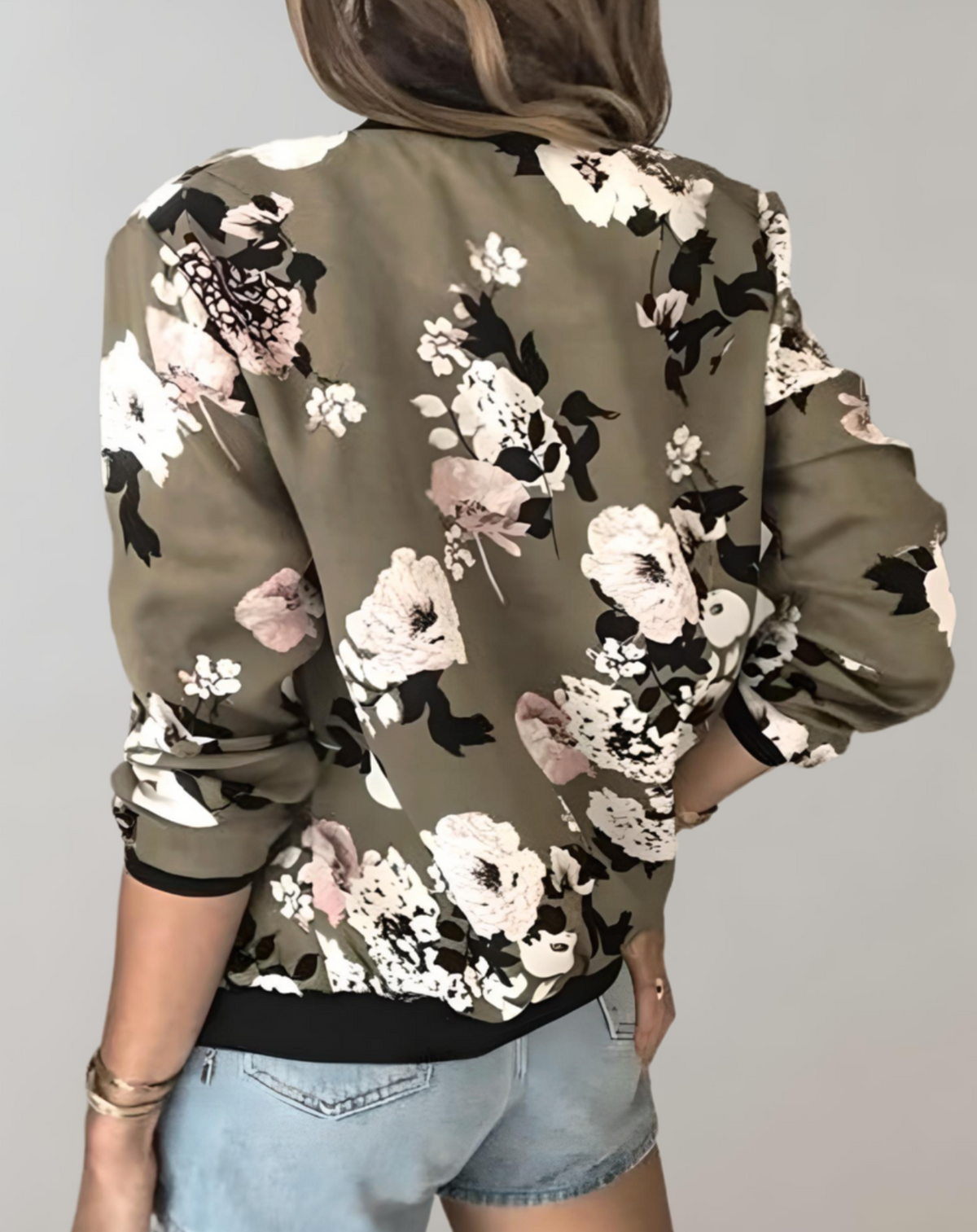Schicke Bomberjacke mit Blumenmuster für Damen