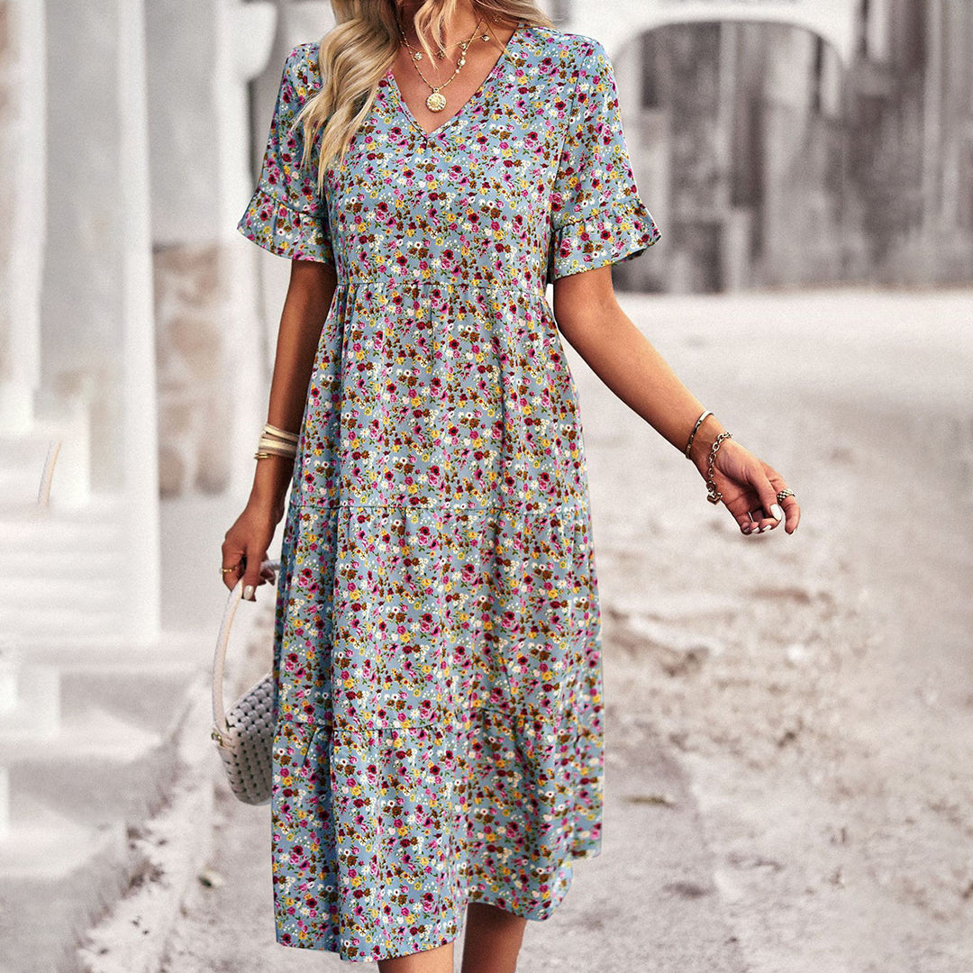 Schickes Sommer-Midikleid mit Blumenmuster für Damen
