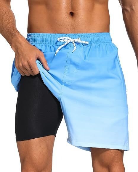 Schnelltrocknende Badeshorts mit Kompressions-Innenhose für Herren