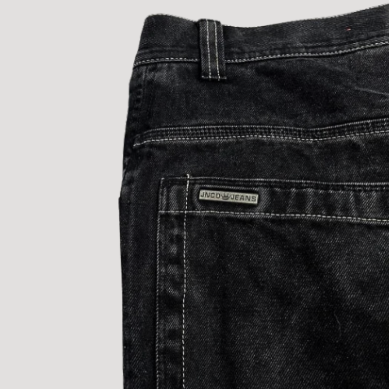 Schwarze Baggy-Jeans mit hohem Bund