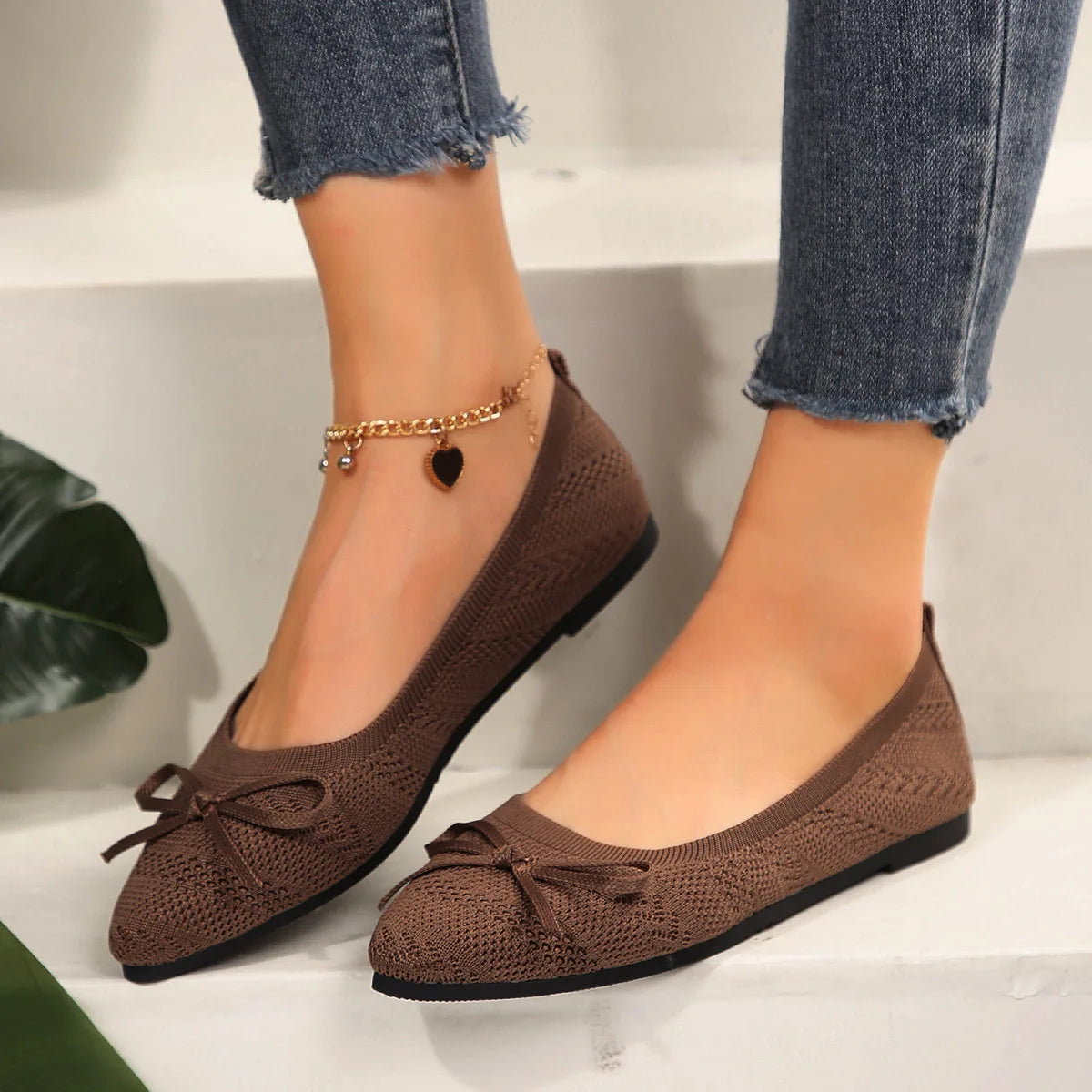 Spitze Damen-Slipper-Ballerinas