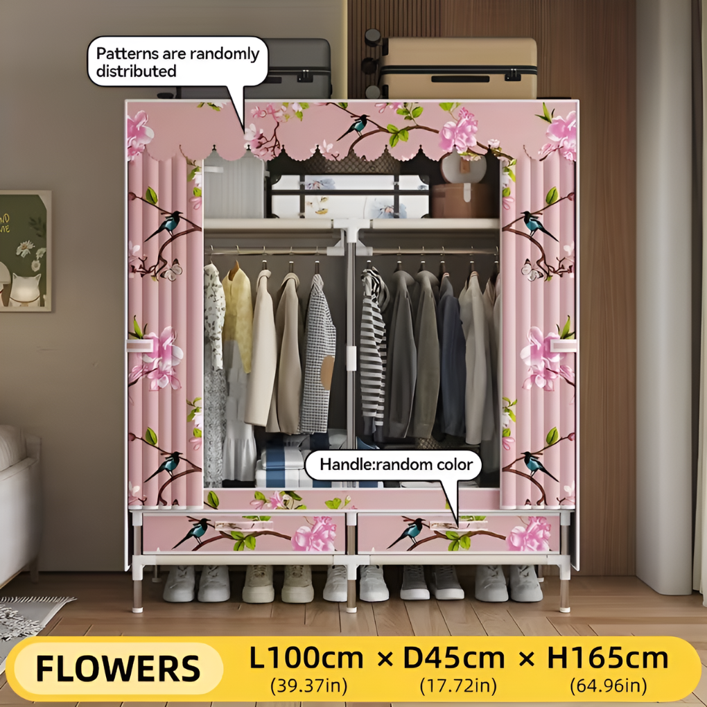 Stoffkleiderschrank mit Schubladen