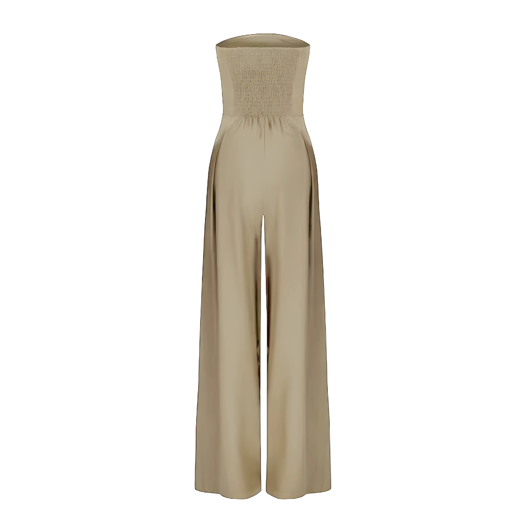 Trägerloser Damen-Jumpsuit mit weitem Bein