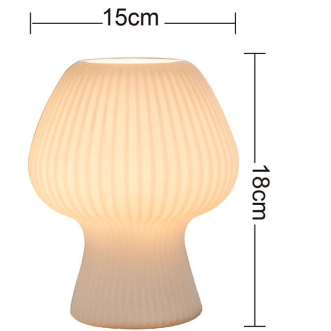 Vintage-Tischlampe fürs Schlafzimmer | Pilzlampe aus geriffeltem Glas