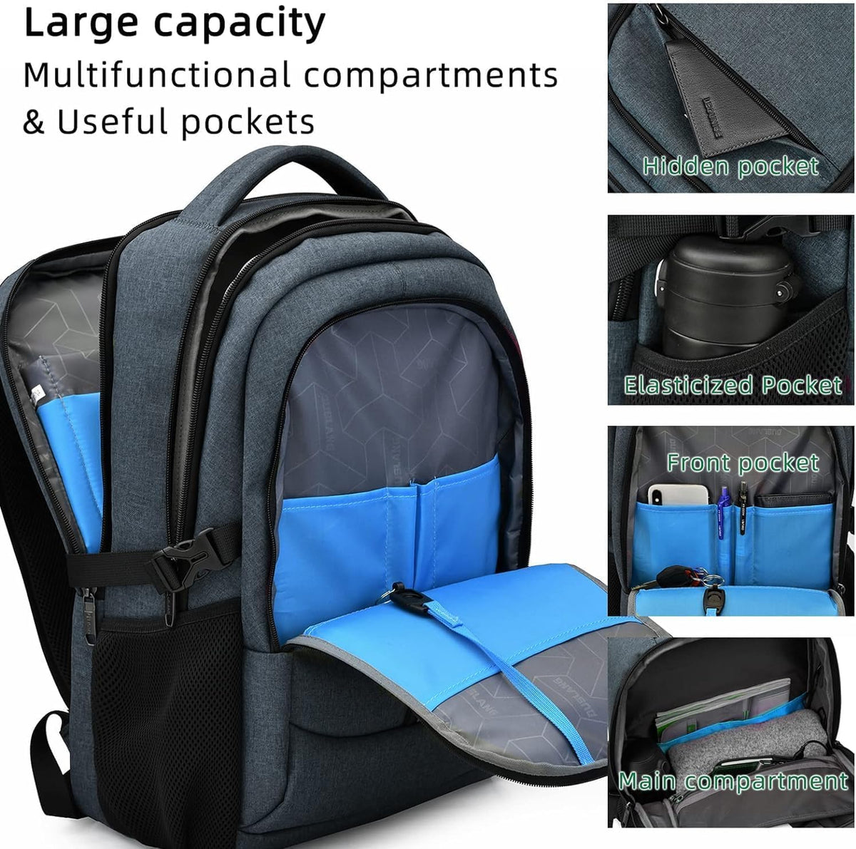 Wasserabweisender Unisex-Reise-Laptop-Rucksack mit USB-Anschluss