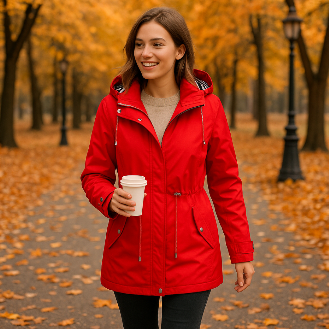 Wasserdichter Winterparka – verstellbare Passform mit gestreiftem Kapuzenfutter und Wärmeisolierung