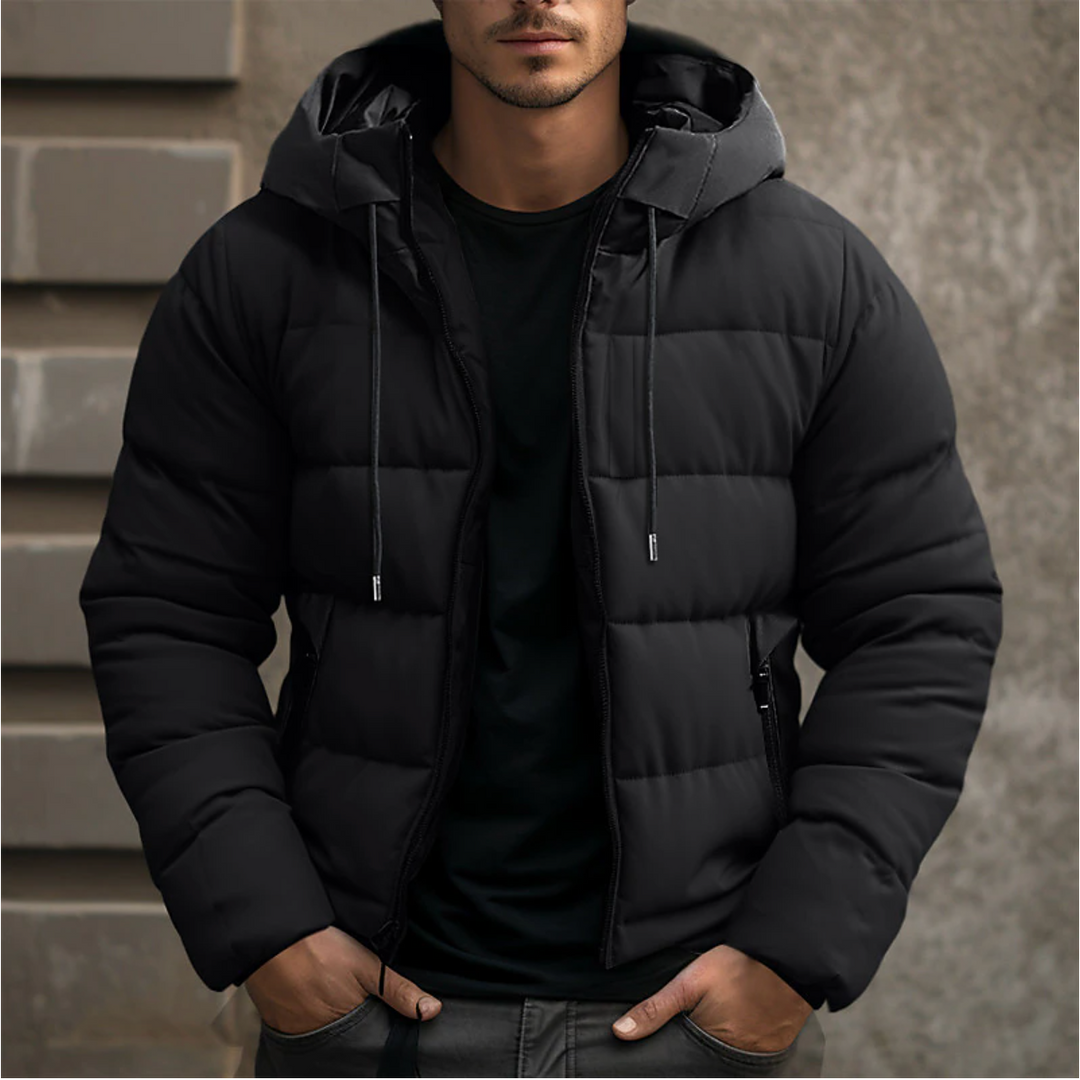 Wattierte Herren-Winterjacke mit Kapuze und effektiver Isolierung