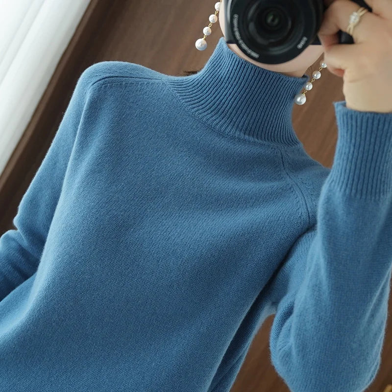 Weicher Damen-Rollkragenpullover mit langen Ärmeln
