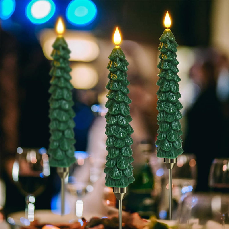 Weihnachtliche LED-Kerzen in Tannenbaumform