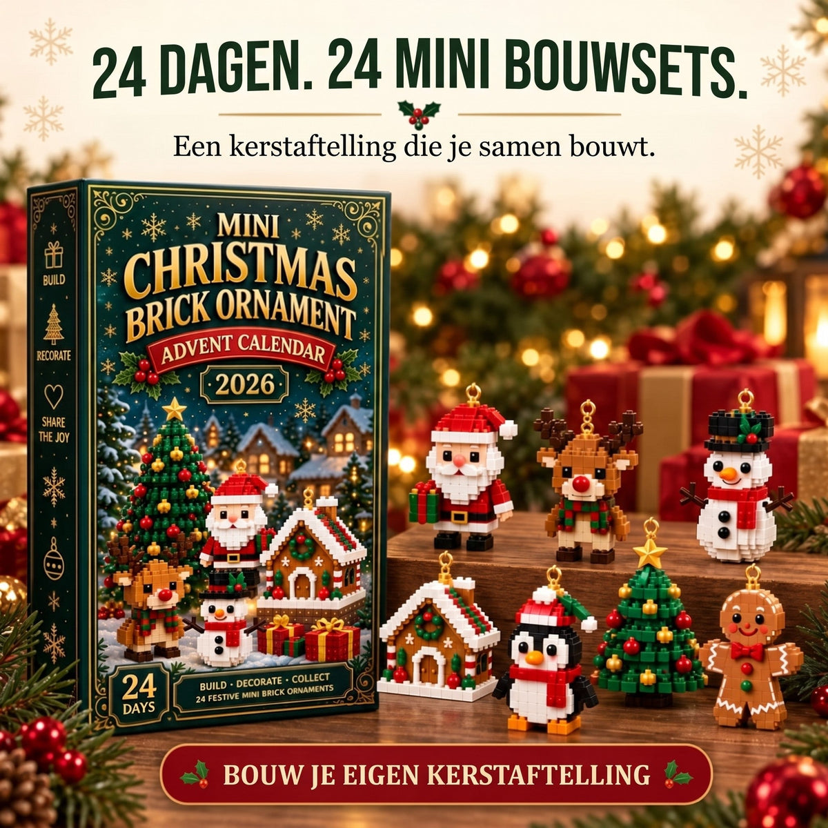 Weihnachts-Adventskalender – 24 Mini-Weihnachtsfiguren aus Bausteinen
