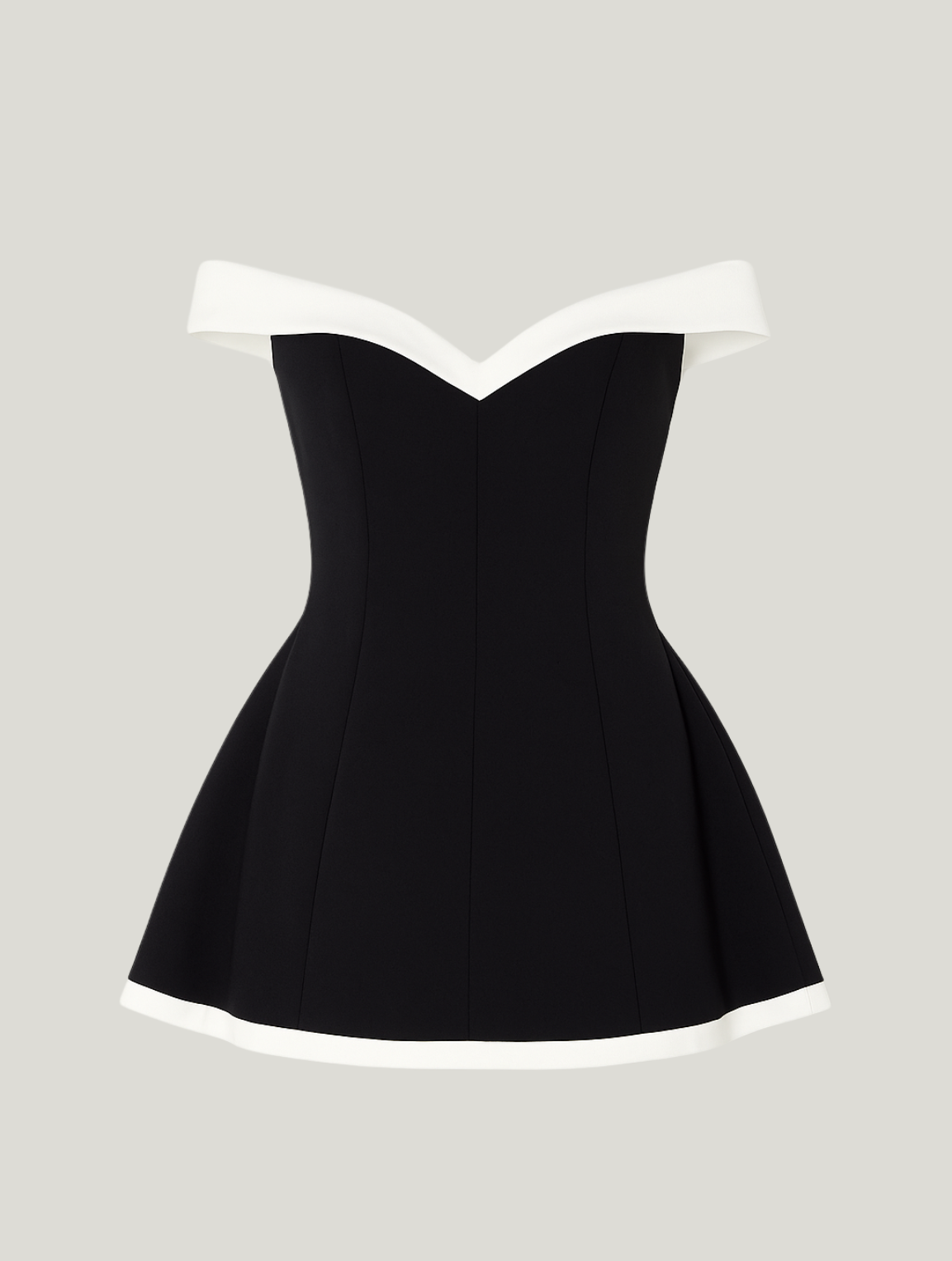 Zeitloses schulterfreies Kontrast-Minikleid