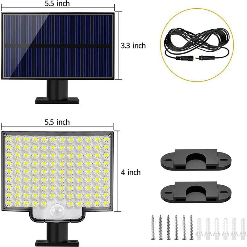 106-LED-Solar-Außenleuchte mit Bewegungsmelder