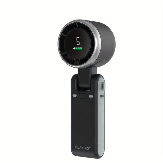 12-Stunden Turbo-Handventilator mit LED-Licht - Batteriebetriebener Kühlventilator mit 5 Geschwindigkeitsstufen, 3-in-1 Luft-Turbo-Technologie - Kompaktes Design für Outdoor, Reisen und den täglichen Gebrauch