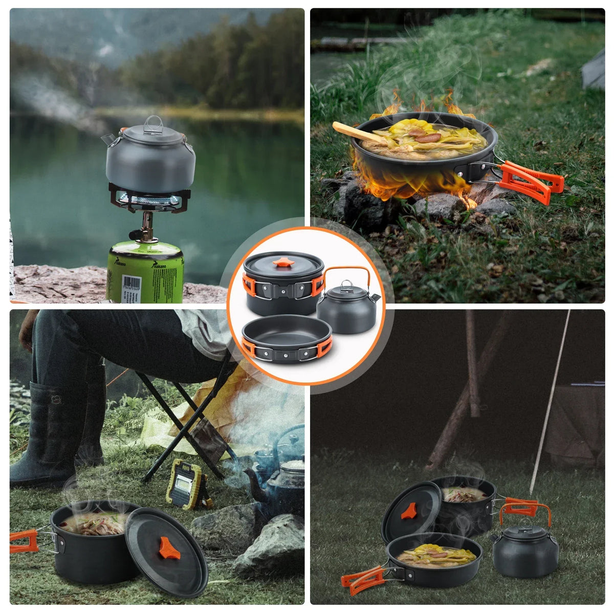 17-Teiliges Camping-Kochgeschirr- und Geschirr-Set
