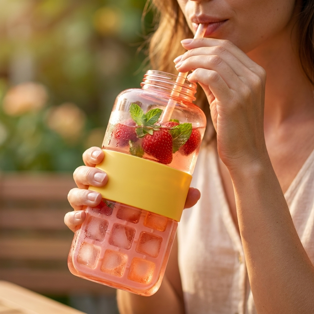 2-In-1-Eiswürfelflasche — Auffüllen, Einfrieren & Drücken