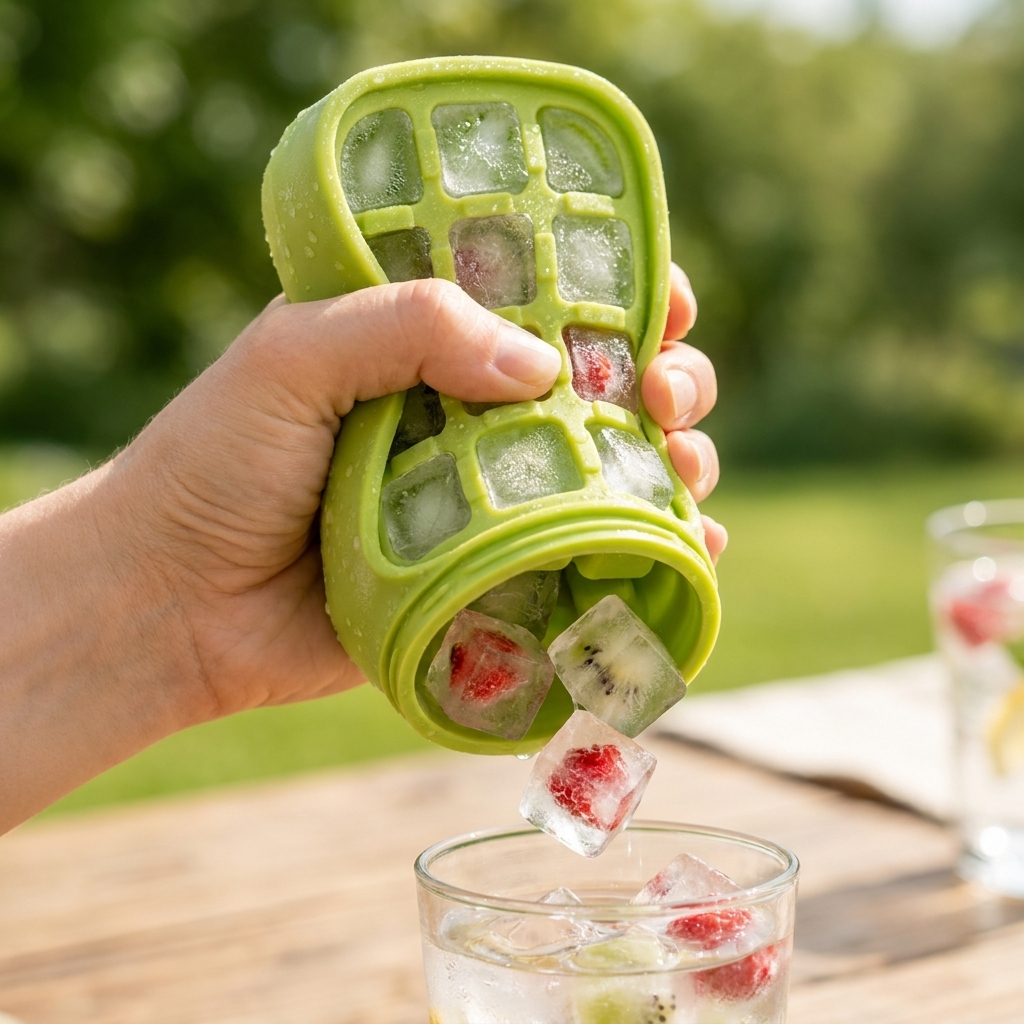 2-In-1-Eiswürfelflasche — Auffüllen, Einfrieren & Drücken
