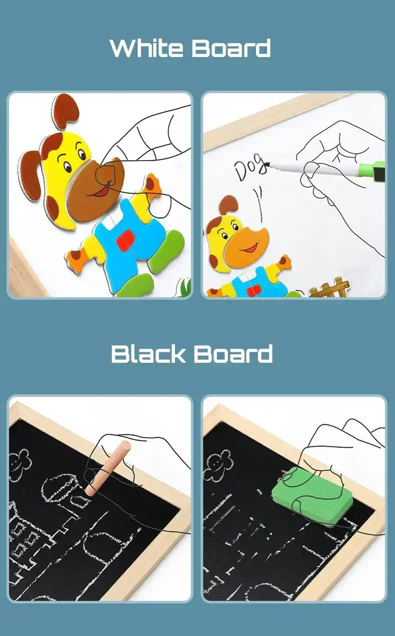 2-In-1 Montessori-Zeichenbrett – Kreatives Lernen & wiederverwendbares Zeichenset für Kinder