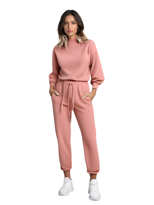 2-Teiliges Damen-Loungewear-Set mit Ballonärmeln und verstellbarer Taille
