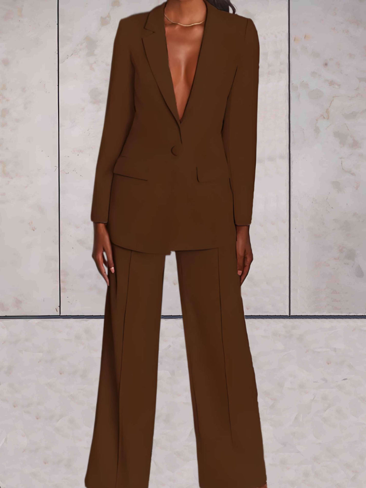 2-Teiliges Set für Damen mit formellem Business-Blazer und Hose mit weitem Bein