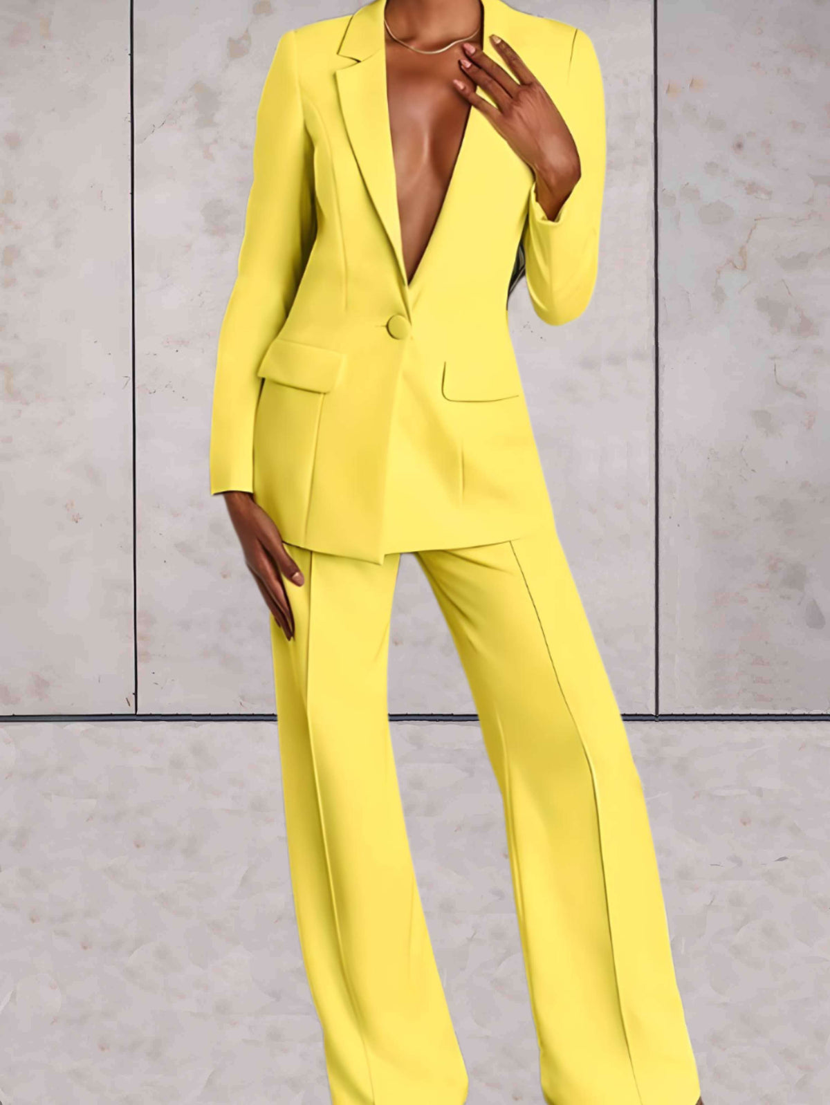 2-Teiliges Set für Damen mit formeller Business-Jacke und Hose mit weitem Bein