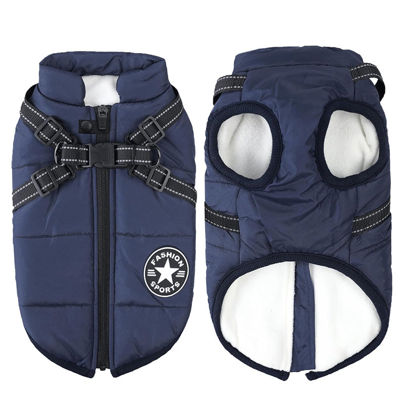 3-In-1-Winterjacke für Hunde – Warm, wasserdicht, winddicht mit integriertem Geschirr