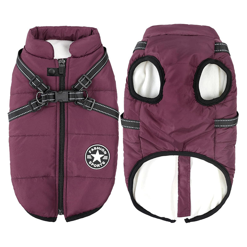 3-In-1-Winterjacke für Hunde – Warm, wasserdicht, winddicht mit integriertem Geschirr