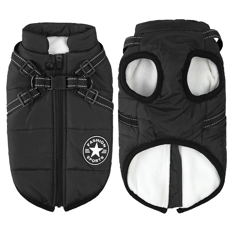 3-In-1-Winterjacke für Hunde – Warm, wasserdicht, winddicht mit integriertem Geschirr